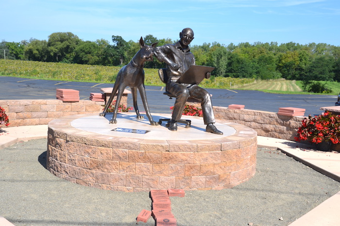 The site for Marmaduke and Brad Anderson is still under construction with the memorial bricks being installed at the base. The bricks have been popular for people wanting to honor their beloved pets.