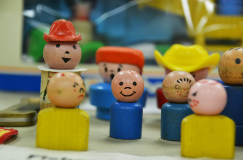 File photo by Tom Rivers: These Little People, which were manufactured when Fisher-Price was in Medina, are pictured as part of a display by the Medina Historical Society in 2014.