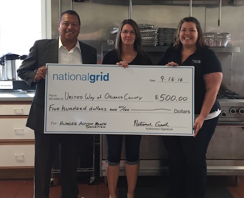 Provided photo: National Grid donated $500 to United Way of Orleans County/Albion Christ Community Kitchen. Pictured, from left: Larry Martin, business manager, National Grid; Faith Smith, director for Christ Church Community Kitchen; and Jessica Downey, executive director of United Way of Orleans County.