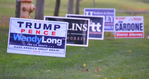 Political signs for Republican candidates were out at Hickory Ridge on Thursday evening for the GOP Rally.