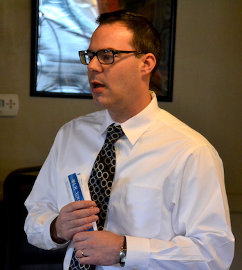 Bryan O'Donovan, administrator of URMC Strong West, talks with the Albion Rotary Club about the former Brockport hospital, where 200 people work serving about 100,000 patients annually.