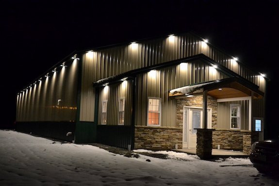 Driesel wanted the building to blend in with the town. The building is green and tan, and inside the showroom features many different types of wood species. Driesel works with about 20 different types of wood.