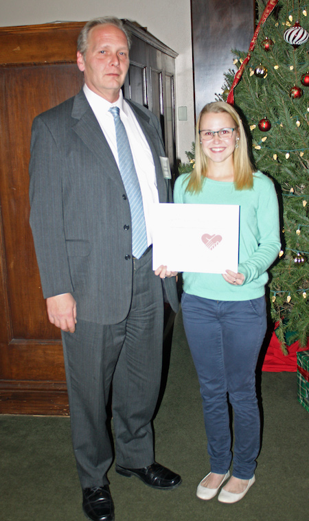 Provided photo: Desiree Braham is pictured with Martin MacKenzie, Administrator at Orchard Manor Nursing & Rehabilitation Center, after she won a “Caring Hearts Award” from the New York State Health Facilities Association.