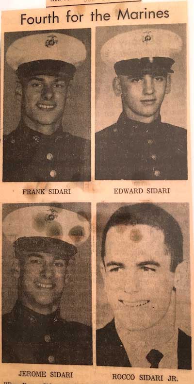 Rocco Sidari kept this copy of a newspaper from July 30, 1964 about his four sons – Edward, Rocco Jr., and twins Frank and Jerome – all serving in the Marines at the same time during the Vietnam War.