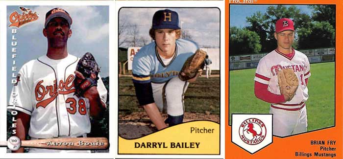 Baseball cards highlighted Minor League pro careers of several
