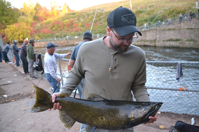 Fishermen come from near and far in search of salmon in Orleans County